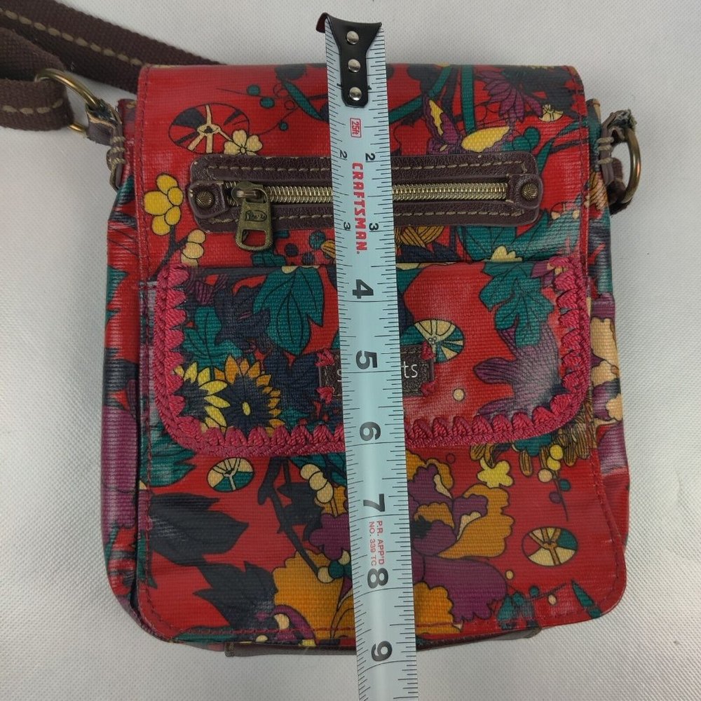 Sakroots Artist Circle Small Crossbody Messenger Purse Coated Canvas Floral Boho - Picture 11 of 11